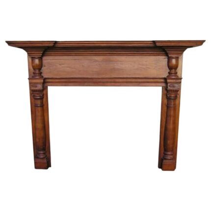 American White Pine Sunburst and Flanking Urn Column Mantel Piece, Circa 1820